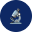L'icône bleue arbore un symbole de microscope représentant l'analyse et les diagnostics informatiques à Genève.