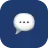 Conseils en matière de support informatique et de contact à Genève Icône de bulle de dialogue blanche pour le contact en ligne et le service de support informatique à Genève.
